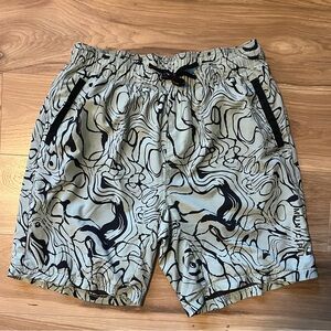 MUNICIPAL Shorts in Escape Chaos Light Mint and Black with Drawstring and Liner